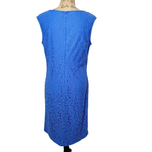 BLACK LABEL EVAN PICONE Women's Cutout Lace Shift Dress Boat Neck Size 12 Blue - Picture 3 of 13
